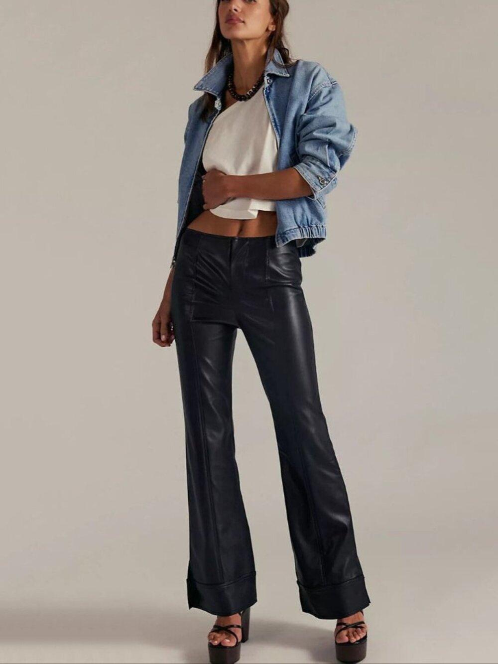 Free People Glow Up Faux Leather Pant In Black
